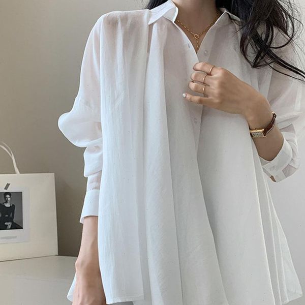 

womens blouses bellaza spring fall women loose blouse plain japanese female long sleeve office lady work shirts chiffion, White
