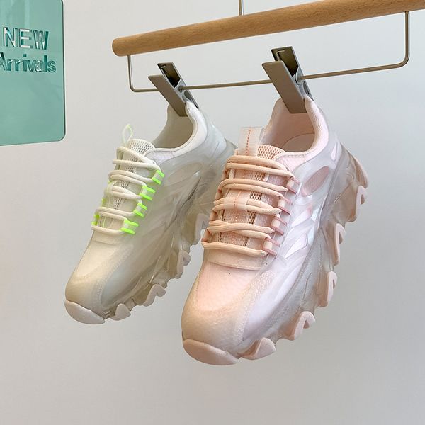 

sneakers woman platform shoes 2021 fashion fluorescence thick bottom jelly sole basket femme breathable chunky sneakers women