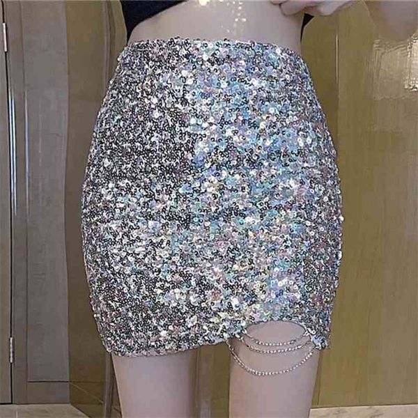 İlkbahar Sonbahar Çizme Etek Gece Kulübü Kraliçe Stil Köpüklü Rhinestones Payetli Yüksek Bel Bodycon Kalem Etekler Kadınlar 210514