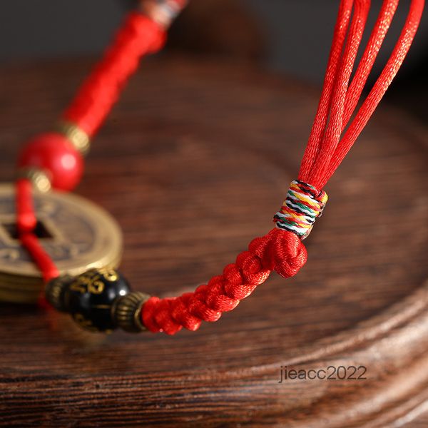 

braided bracelet emperor coin woven pure coin qianlong red rope, Golden;silver