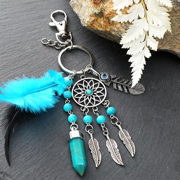 

keychains handmade dream creative catcher keychain wind chimes car pendant wall hanging decoration gift, Silver