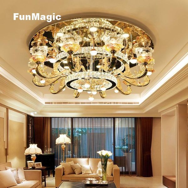 

ceiling lights european luxury crystal hall 10 arms living room round led lighting bedroom fixture lamp