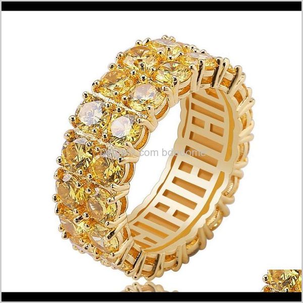 

band drop delivery 2021 bling cubic zirconia ring for men fashion hip hop jewelry 18k gold plated hiphop rings ice out sdnr4, Silver