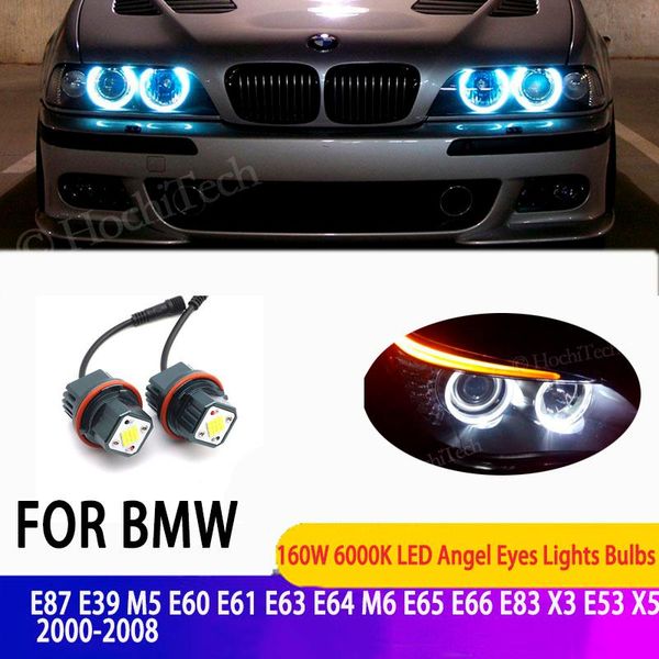 

2pcs 160w 6000k lamp led angel eyes marker lights bulbs for e87 e39 m5 e60 e61 e63 e64 m6 e65 e66 e83 x3 e53 x5 2000-2008 other lighting sys