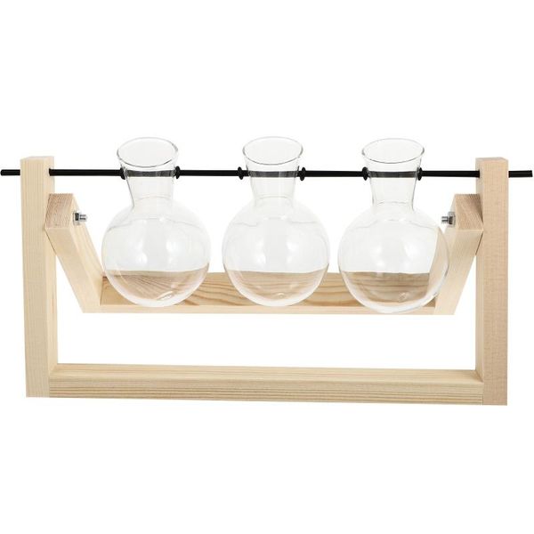 

vases 1 set deskglass planter bulb vase with classic wooden stand decor