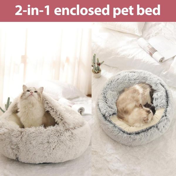 

cat beds & furniture cave house soft long plush pet dog bed for dogs basket products cushion mat animals sleeping