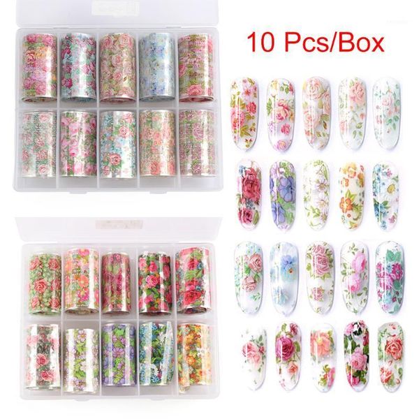 

rolls/box transfer foil nail art stickers paper retro flower adhesive decals wrap slider tape decoration 4x100cm1, Black