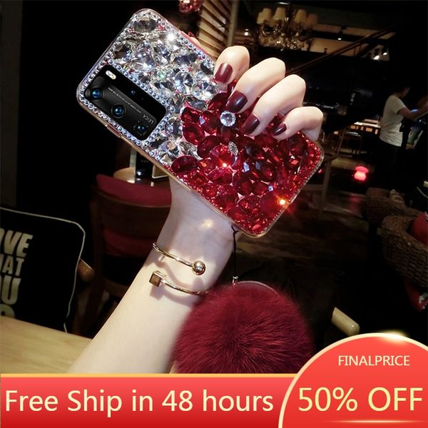 

(+film) iphone 12 / 11 pro max huawei p40pro with diamond phone cases luxury crystal all-inclusive anti-fall p30 case
