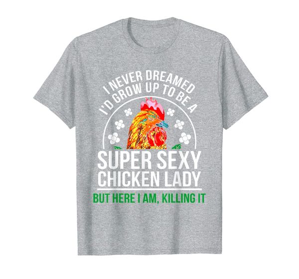 

funny crazy chicken farmer lady women t-shirt, White;black