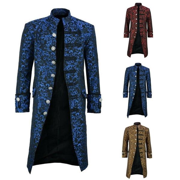 

men's jackets plus size goth steampunk jacket men halloween cosplay costume party mens retro long tailcoat formal gothic victorian froc, Black;brown