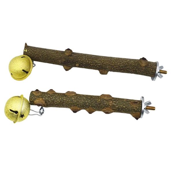 

other bird supplies 15/20cm natural wood claw beak grinding bar standing stick with bell parrot station rod perch stand cage accessory