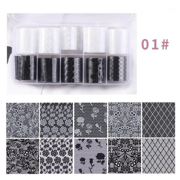 

lace decal nail foil sticker 100cm laser shiny transparent base silver holographic flower transfer paper1, Silver;gold
