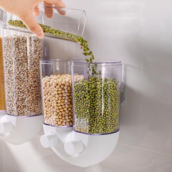 

storage bottles & jars beans rice dry dispenser home nuts kitchen large capacity candy cereal wall mounted multifunction 2 in 1