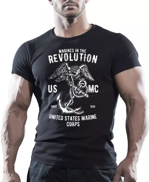 

u.s. marines revolution- retro us air force marines mens t-shirt gift top, White;black