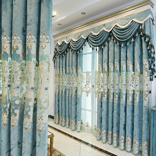 

curtain & drapes european style curtains for living dining room bedroom boutique chenille fabric light luxury embroidery tulle custom