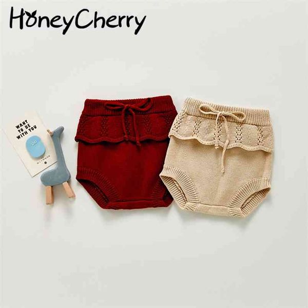 

girls' flounce bread pants knit shorts sweet cotton baby 210702, Black