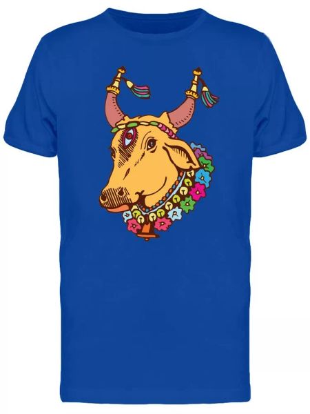 

Indian Cow Ornated Tee Men's -Image by Shutterstock, White;black