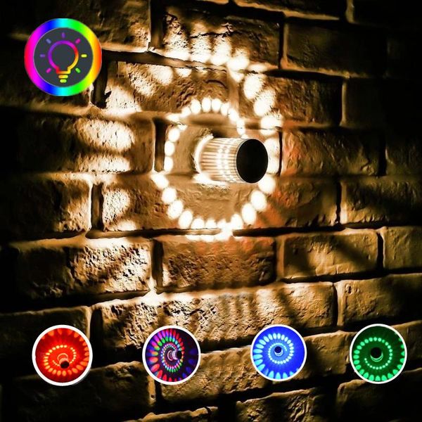 

wall lamp rgb spiral hole led light effect with remote controller colorful wandlamp for party bar lobby ktv home decoration
