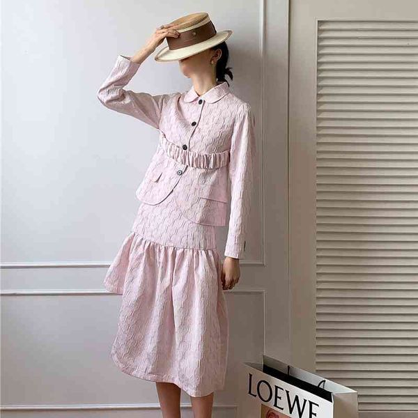 

women's down & parkas pink texture jacket women peter pan collar ladies button up coats and jackets korean outerwear fashion desin, Black