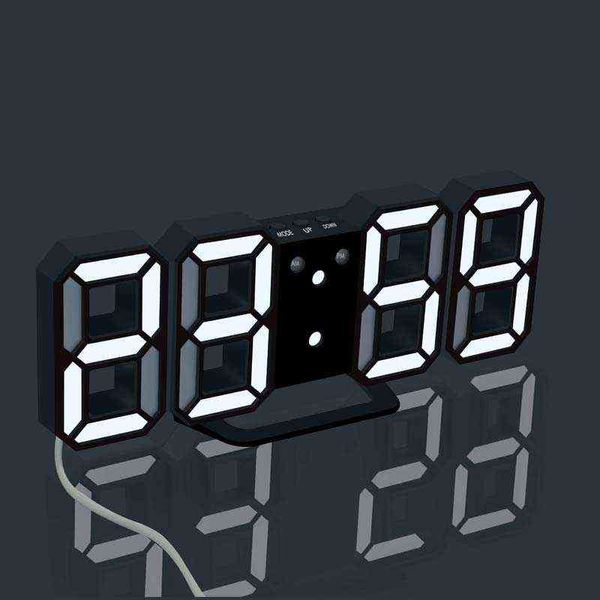 LED horloge numérique alarme de bureau horloges murales horloges table de chevet décoration de la maison montre électronique avec thermomètre snooze 211112
