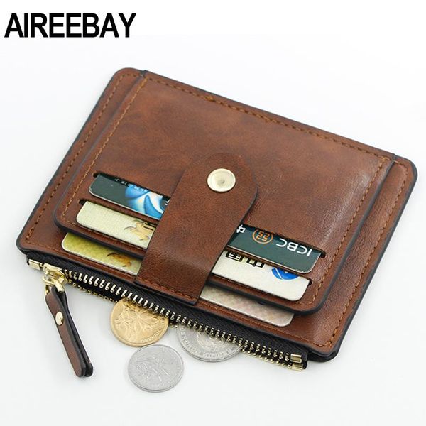

card holders aireebay credit id holder slim leather wallet business purse money case for men women black fashion, Brown;gray