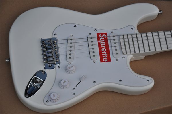 

pure white golden hardware rock tremolo bridge electric guitar
