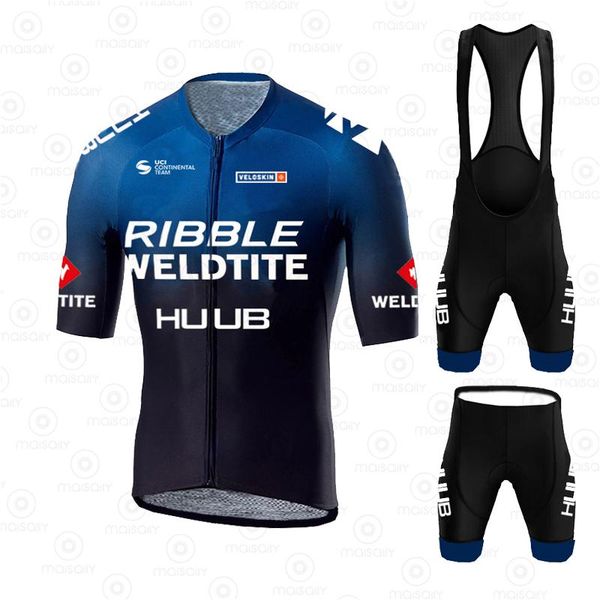 

racing sets huub cycling jersey set 2021 mtb race clothing short sleeve ropa ciclismo outdoor riding team ribble weldtite uniform, Black;blue