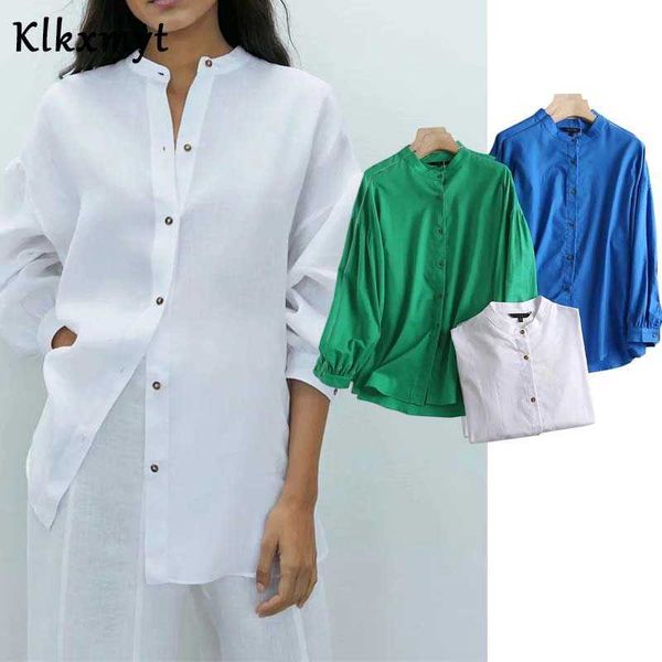 

klkxmyt summer colorful casual za blouse women england style fashion cotton linen blusas mujer de moda kimono shirt 210527, White