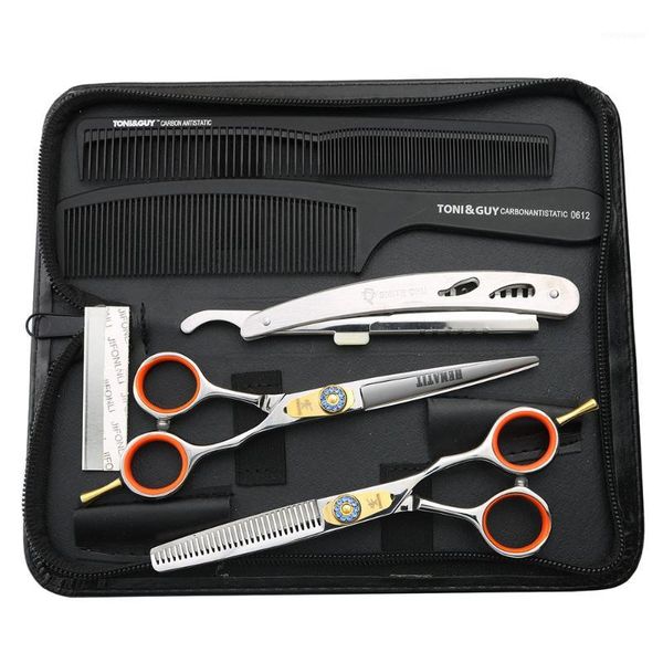 

silver 6-inch cutting scissors and refining combination hairdressing set hair tools1