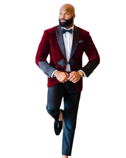 

men's suits & blazers pieces customise 2 mens wedding tuxedos shawl lapel velvet gentle groom wear slim fit groomsmen jacket pants man, White;black