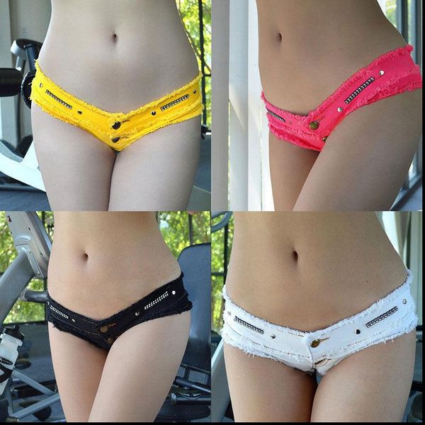 

womens short fashion shorts women summer triangle low micro waist denim jeans skinny trousers, White;black