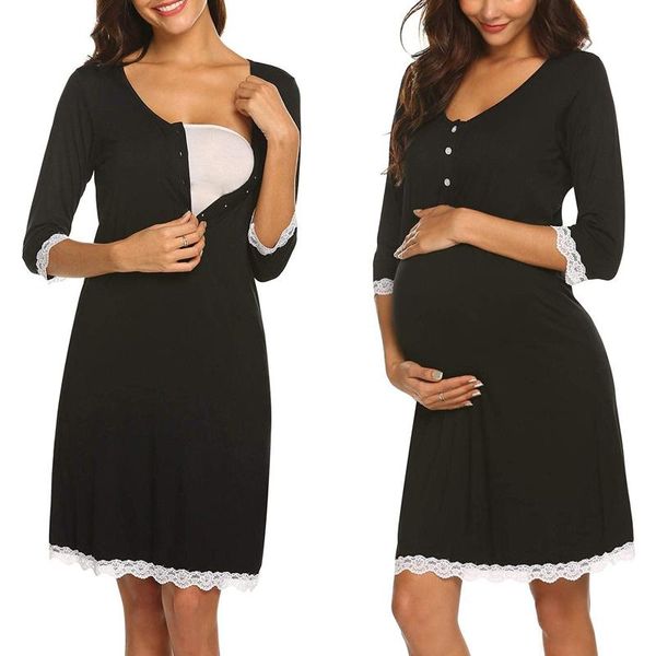 

maternity dresses summer women pregnant black breastfeeding clothing dress clothes nursing vestidos, White