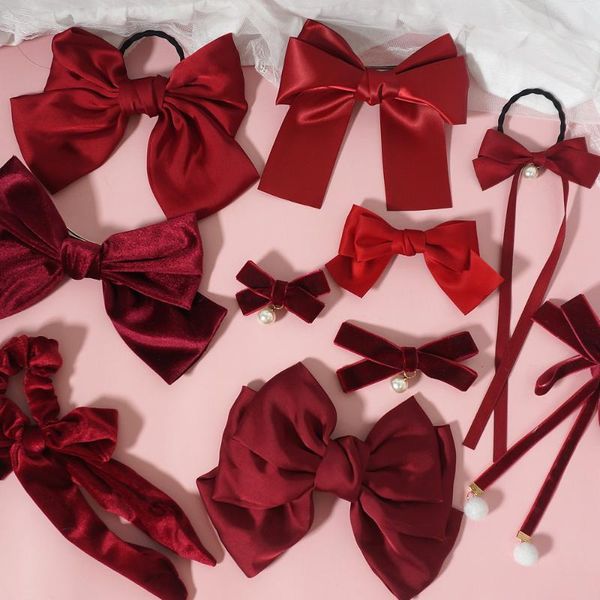 

party masks soft girl lolita lace bowknot headwear headband wine red double ponytail spring clip cosplay sweet lovely kc side hairpin