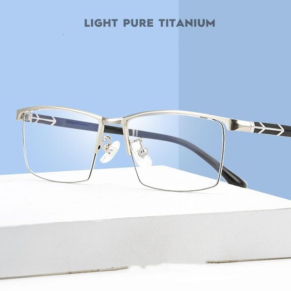 

fashion sunglasses frames men's titanium alloy glasses frame half rim business non-magnetic myopia prescription p658, Black