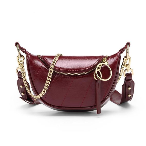 

fashion leather women chest bag fanny packs chain waist bags