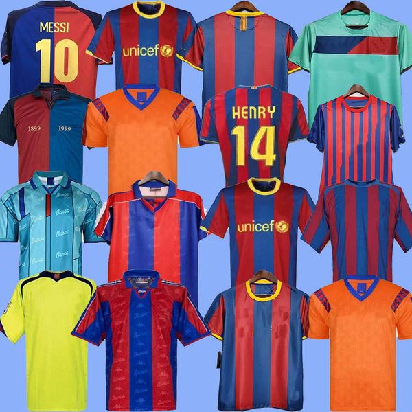 Barca Retro Soccer Jersey 05 06 07 08 09 10 11 12 13 14 15 16 17 18 19 91 92 95 96 97 98 99 99 Messi Ronaldinho Ronaldo Stoichkov Xavi 100. Klassischer Vintage-Fußball-Hemd