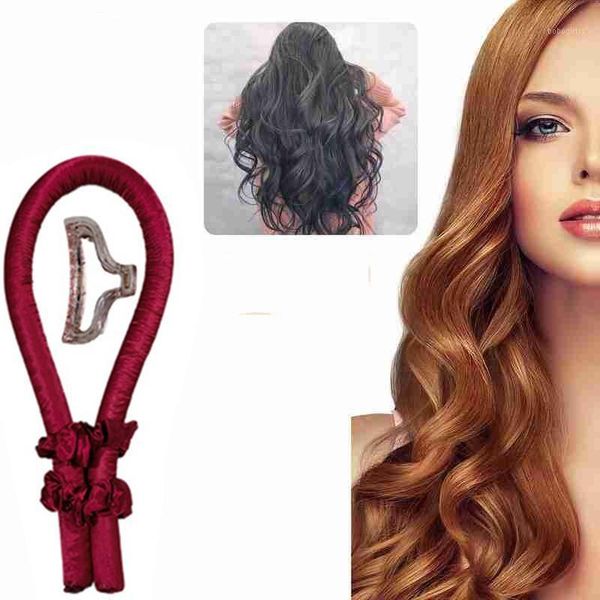

heatless curling rod headband silk ribbon set hair and scrunchiest kit straighteners1, Black