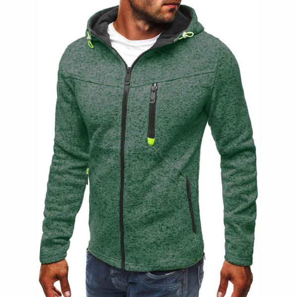 

mens sweater 2021 new men's sports leisure jacquard sweater fleece cardigan zipper hoodie coat, Black