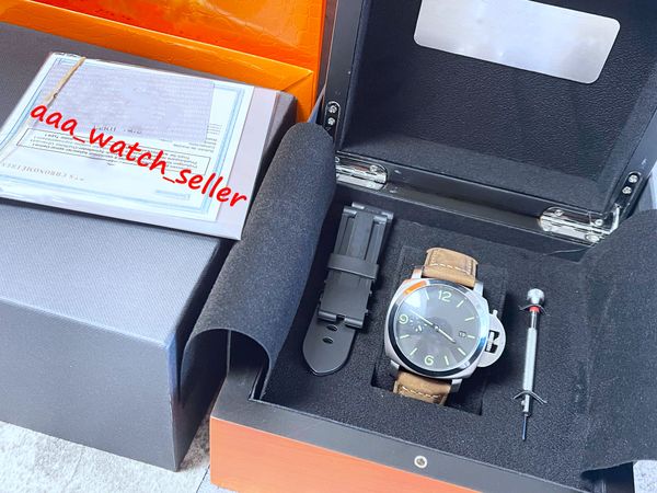 

v7 factory master luxury mens watches 44mm military style p01359 p01441 brown leather strap mechanical automatic movement luminous sapphire, Slivery;brown