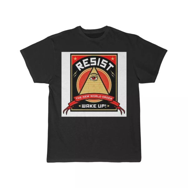 

resist wake up to the nwo men's short sleeve tee, White;black