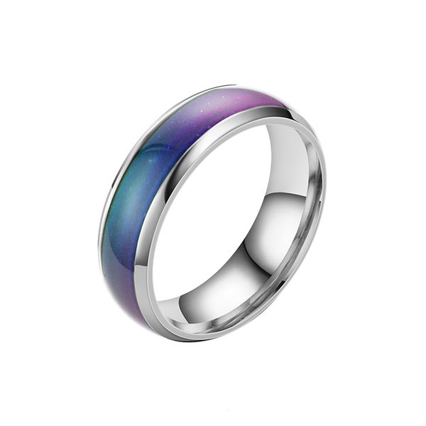 

love ring stainless steel ring change color mood emotional temperature fashion sensitive glazed seven-color lamp, Slivery;golden