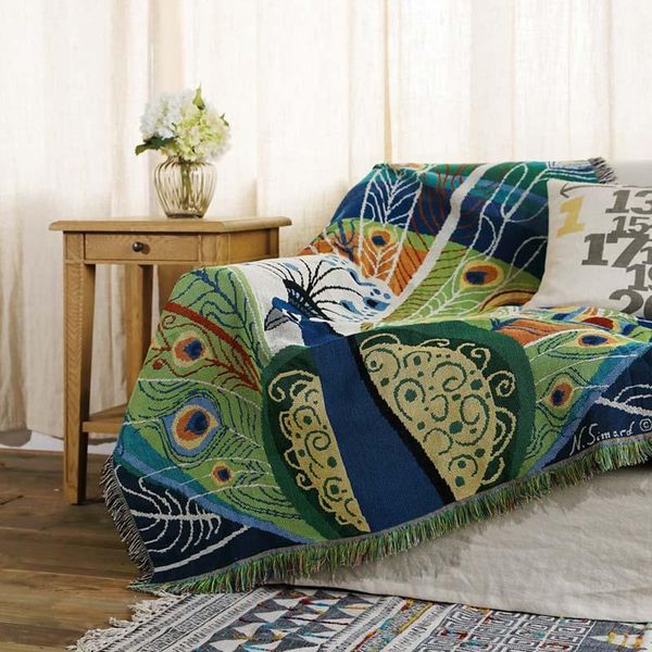 

blankets arrival vintage home lounge divan couch blanket tassels chair bench tapestry picnic plaid mat beach