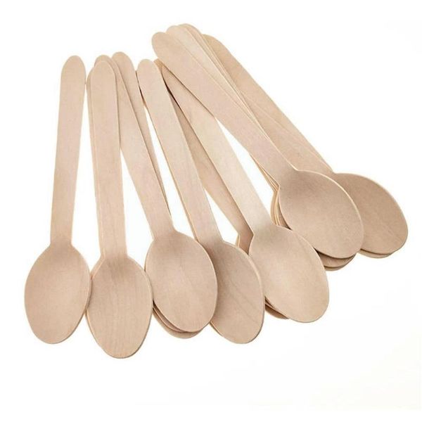 

spoons 100pcs disposable wooden mini spoon ice cream scoop dessert western wedding wood kitchen tableware part c8y1