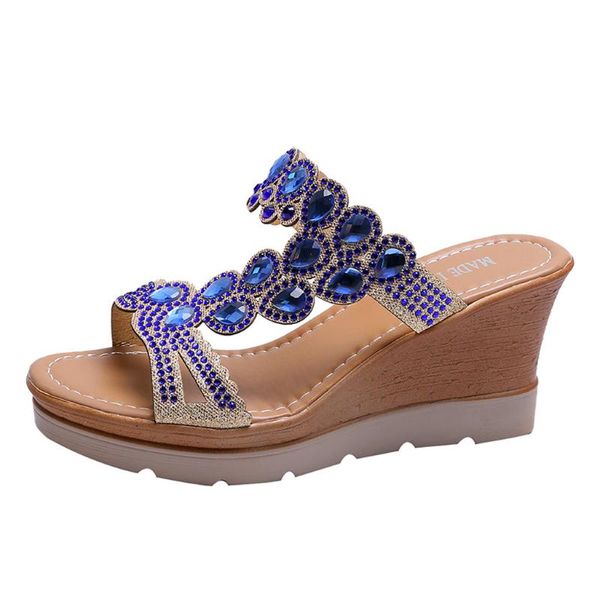 

slippers sagace women crystal bling open toe beach platform high heel thick peep wedge for bohemin, Black