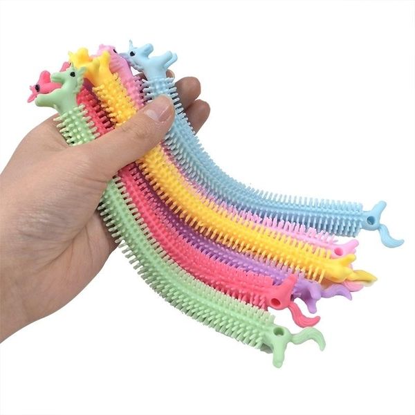 

2021 fidget sensory noodle rope tpr reliever toys unicorn malala le decompression pull ropes stress anxiety relief for kids h3206