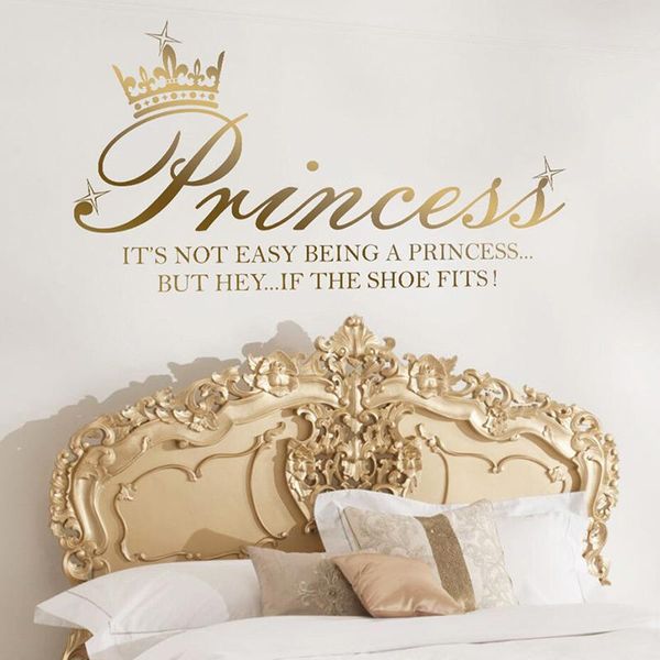 Adesivos de Parede Princesa dos desenhos animados Sapata Sapata Estrela Adesivo Menina Quarto Berçário Inspirado Quote Decalque Playroom Decor