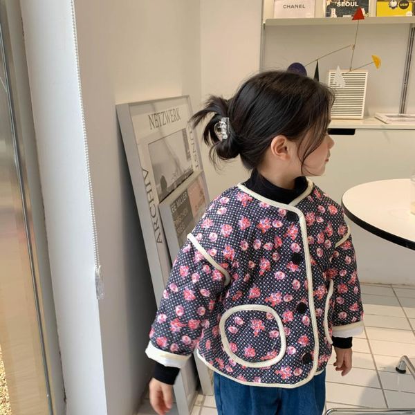 

down coat outerwear parkas o-neck collar single breasted print regular cotton fashion simple cute cool spring autumn girls, Blue;gray