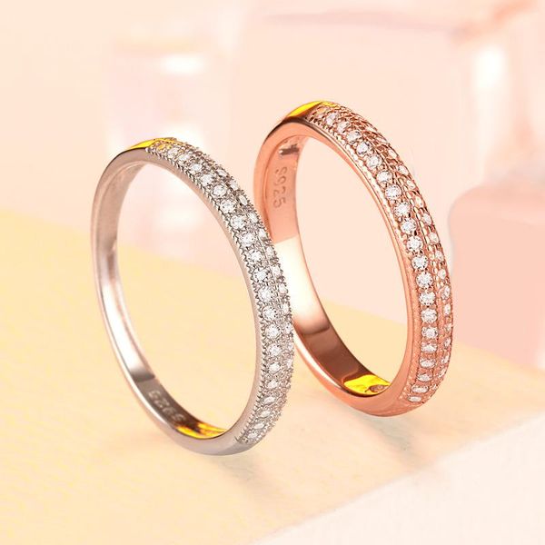 

wedding rings tl-043 925 sterling silver ring female micro set double row band special design for engagement, Slivery;golden
