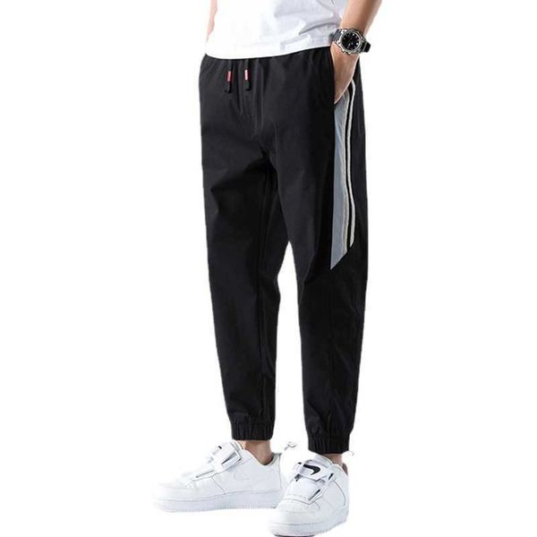 

youth spring and autumn loose casual capris men's corset pants, Black