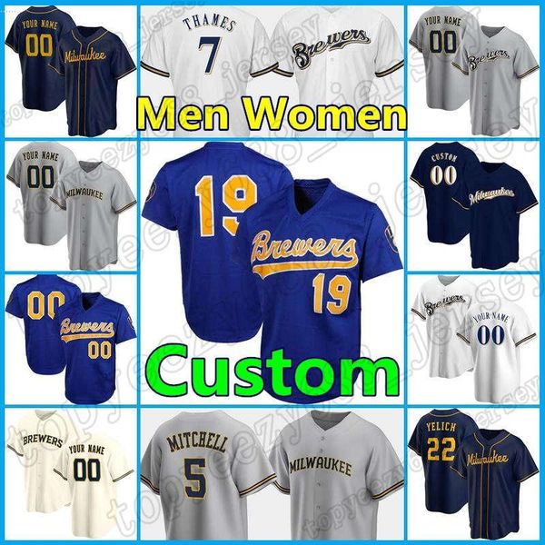 

mesh 19 robin yount jersey 22 christian yelich baseball brewers custom 6 lorenzo cain 53 brandon woodruff 7 eric thames 21 travis shaw, Blue;black